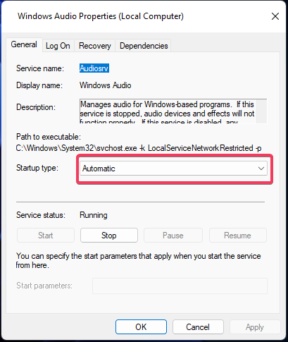 Layanan Windows Audio layanan audio windows mogok windows 11