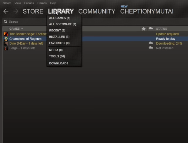 Das Menü civ 6 der Registerkarte "Bibliothek" startet Steam nicht