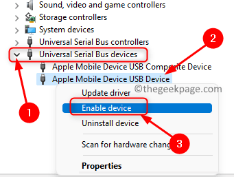 Správce zařízení Apple Mobile Device USB Povolit Min