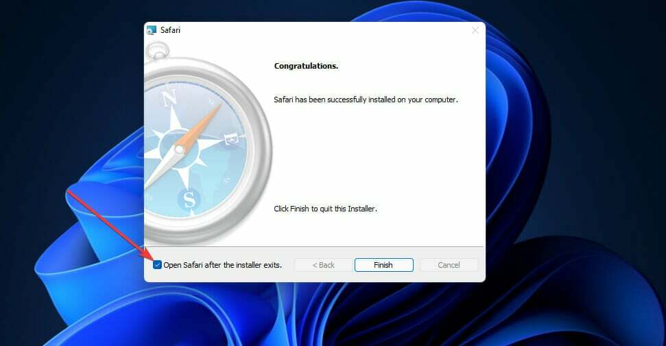 האפשרות פתח את ספארי הורדת ספארי Windows 11