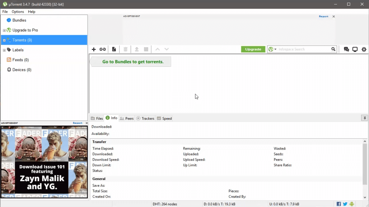 UTorrent-Fenster entfernt Anzeigen von utorrent