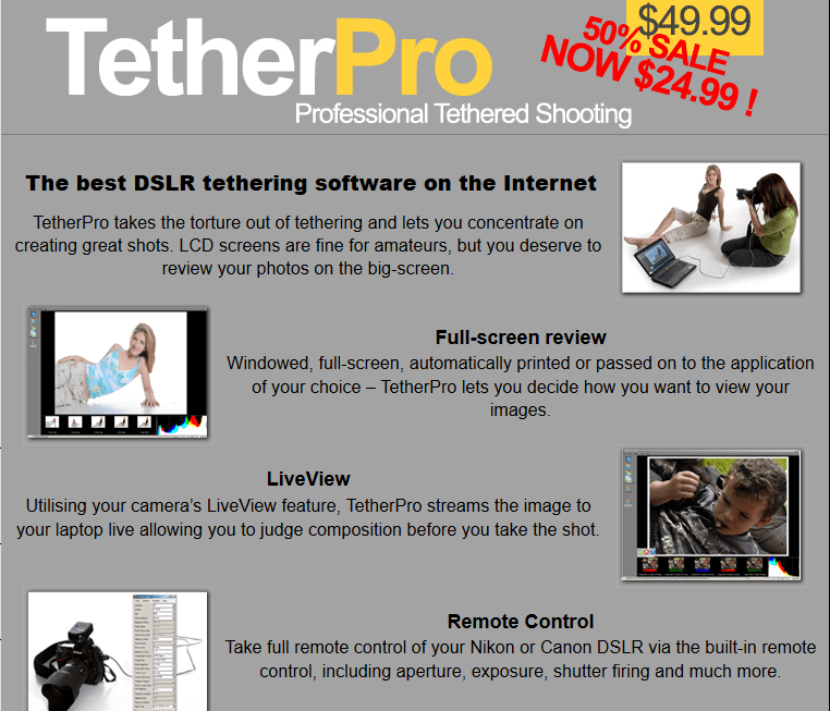 TetherPro meilleur logiciel de partage de photos