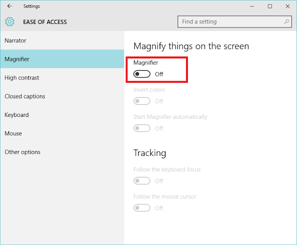 Useita tapoja ottaa suurennuslasi käyttöön Windows 10: ssä
