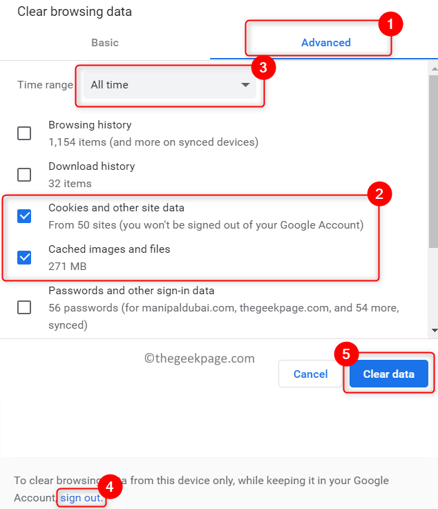 Chrome Clear Browsing Data Advanced All Time Min
