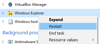 Windows Explorer รีสตาร์ท Min