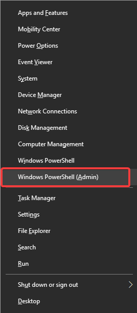 Win X-menyn Windows PowerShell med Admin - DHCP-servern fortsätter att stoppa