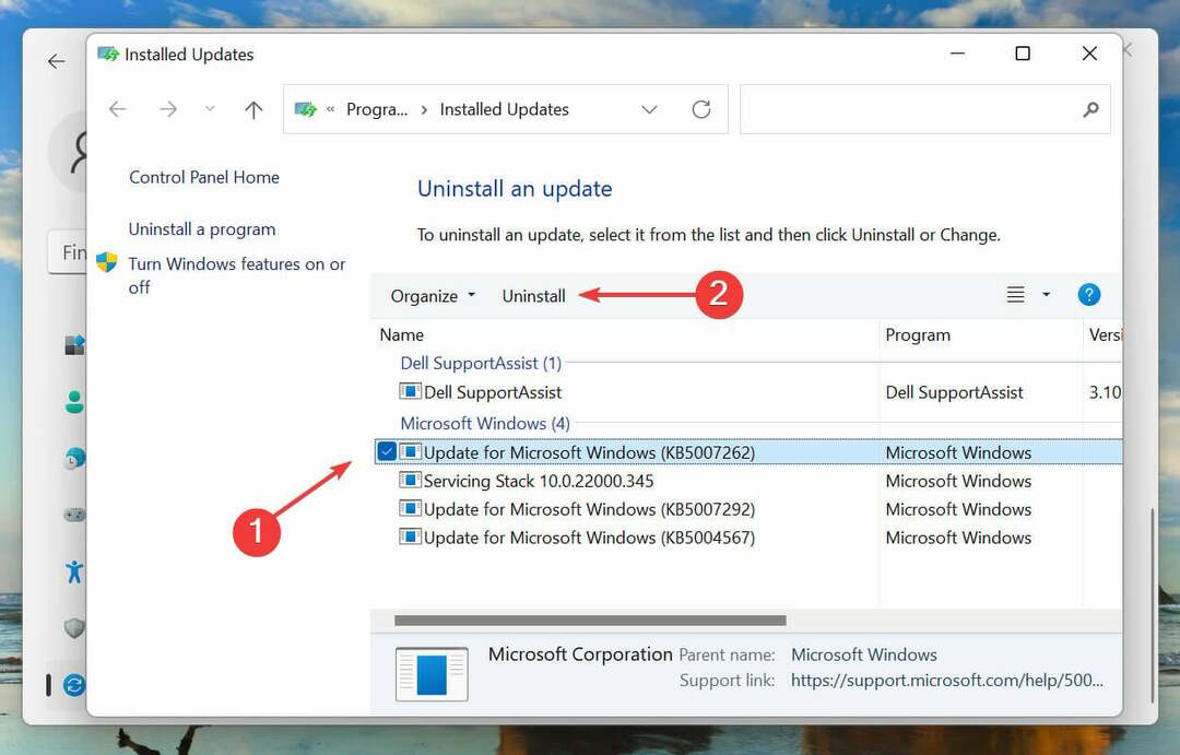 Windows 11 masaüstü çökmesini düzeltmek için Windows güncellemesini kaldırın