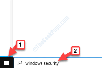 დაიწყეთ Windows ძიების ზოლი Windows Security