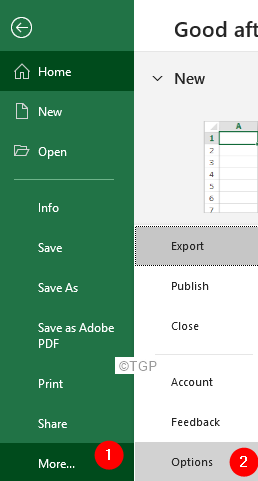 ตัวเลือก Excel เพิ่มเติม