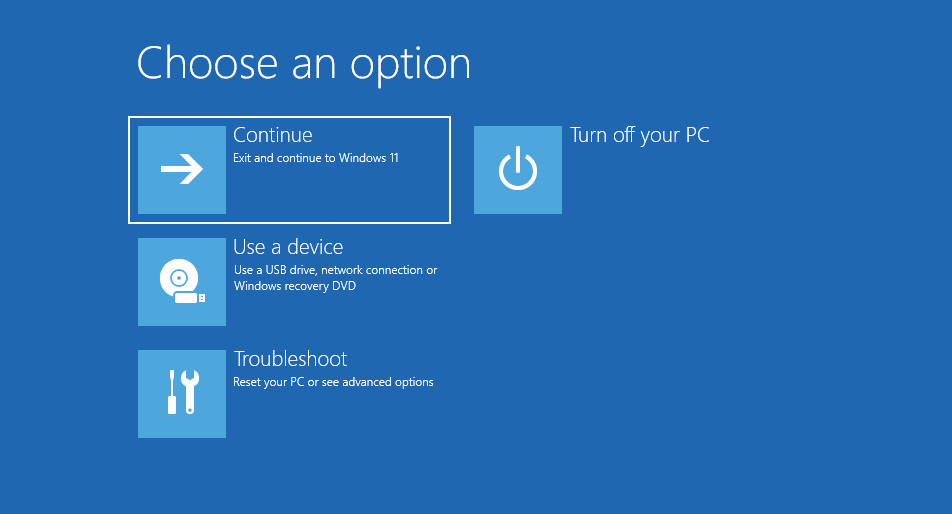 Zaawansowane opcje odzyskiwania systemu Windows inaccessible_boot_device 11
