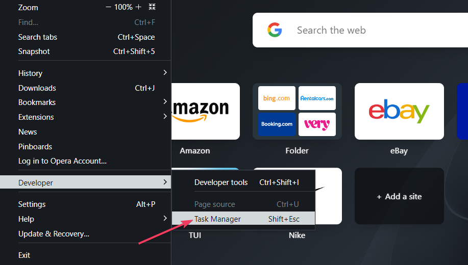 Taakbeheer optie opera browser ram gebruik