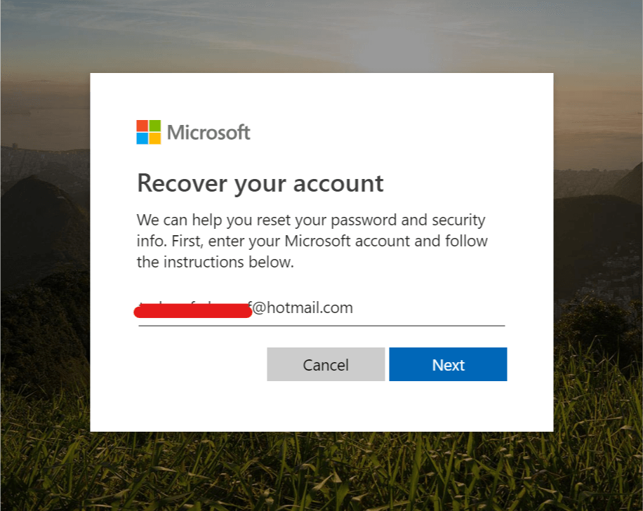 Resetujte heslo účtu Microsoft Hotmail