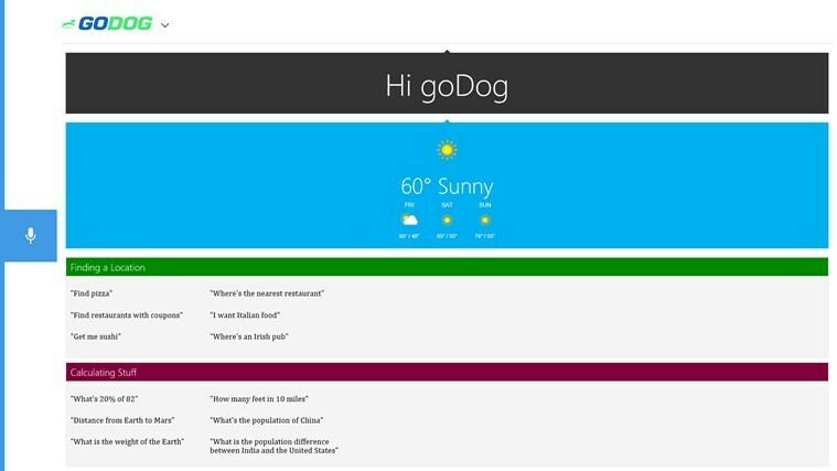 Приложение goDog Fetch похоже на Siri для Windows 8, 10