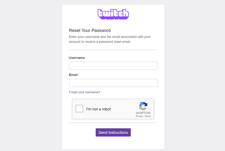 Twitch login fejl