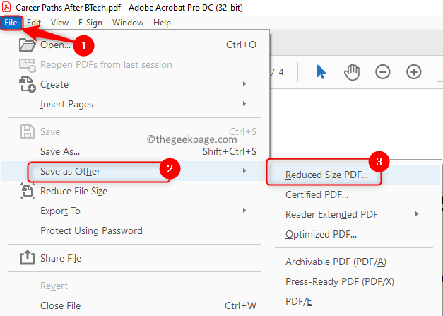 Adobe failas Išsaugoti kaip kitą Sumažintas dydis Pdf Min