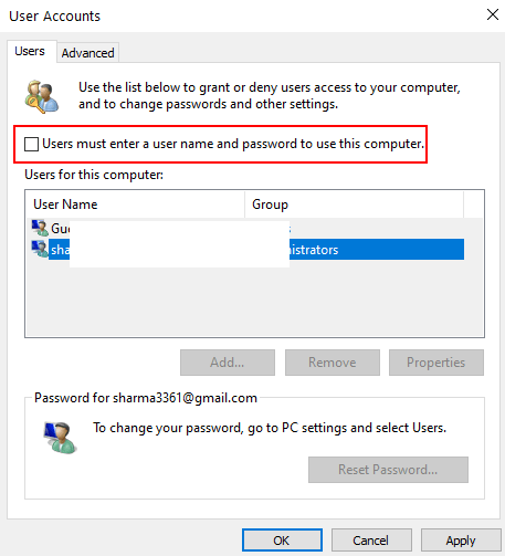 Windows 10에서 시작시 기본 사용자를 변경하는 방법