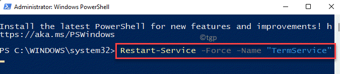 Windows Powershell (admin) Befehl ausführen, um Rdp neu zu starten Geben Sie Min. ein