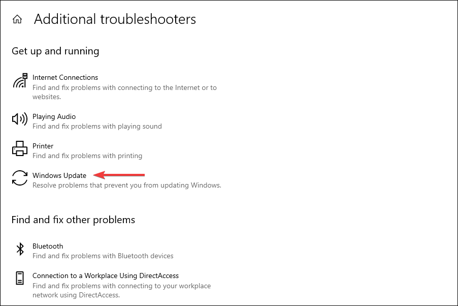 Wählen Sie Windows-Update
