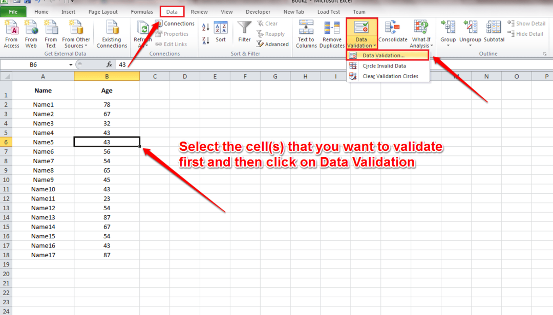 Hogyan lehet beállítani a minimum és a maximális értéket az Excel oszlopban