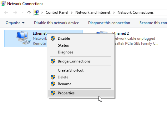 egenskaber netværksforbindelser windows 10 kan ikke få adgang til delt mappe