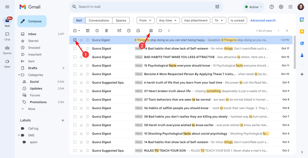 Gmail でメールを解凍する方法