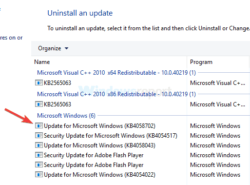 Windows 10 sort skærm med markør efter opdatering