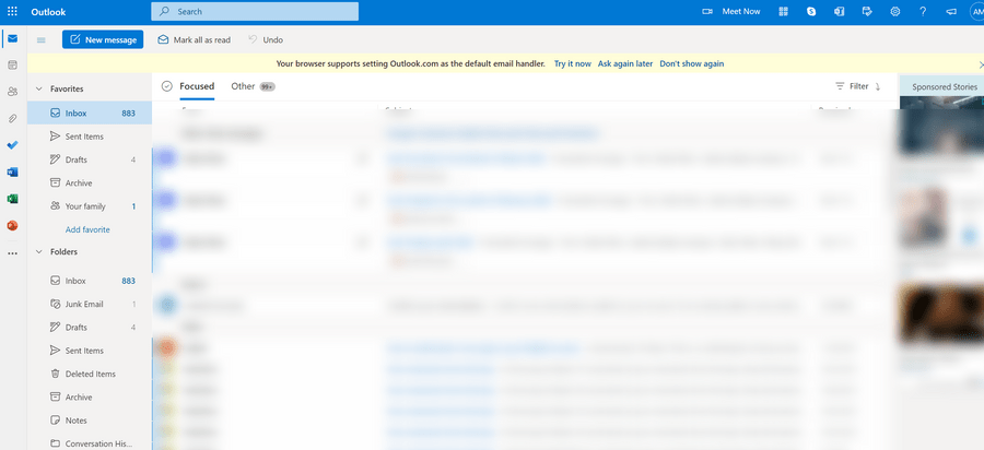Microsoft Outlook ელფოსტის კლიენტის ფანჯარა