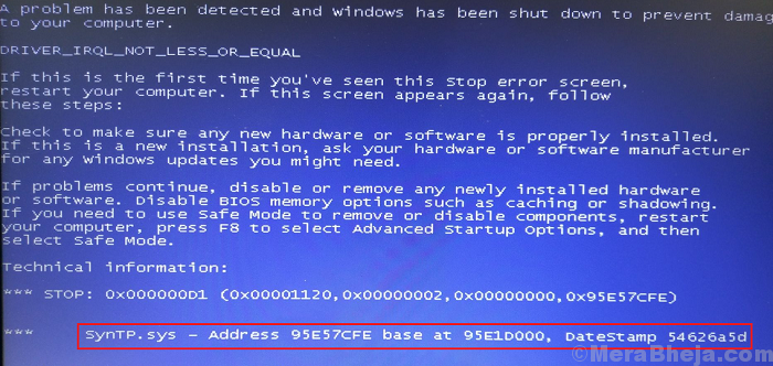 Syntp.sys Blue Screen Of Death Error i Windows