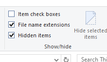 La opción de extensiones de nombre de archivo dropbox error al mover la carpeta