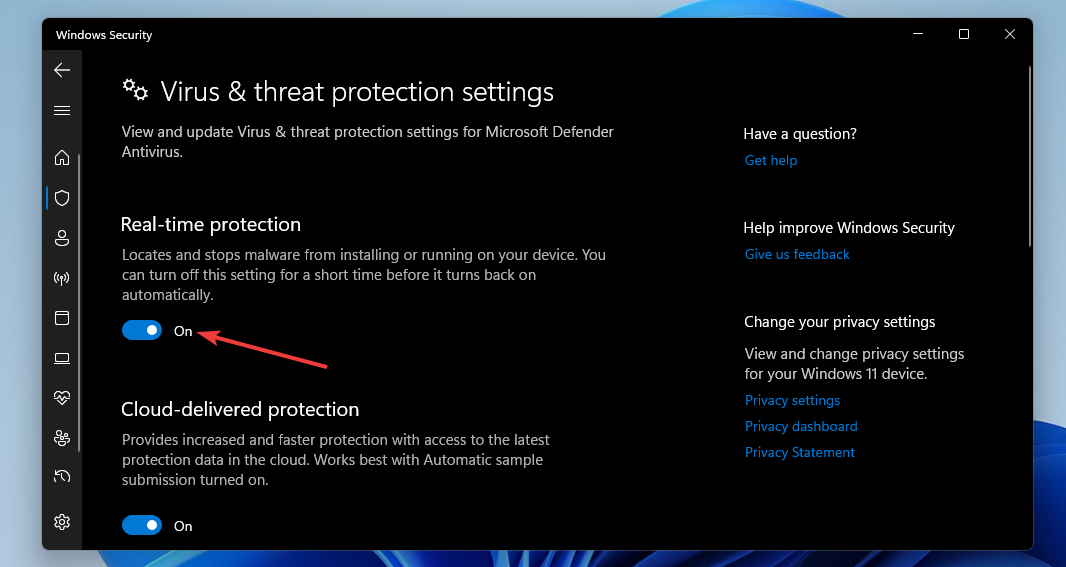 L'option de protection en temps réel Windows 11 Chrome ne fonctionne pas