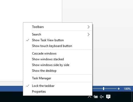 menu paska zadań Windows 10 nie uruchamia się