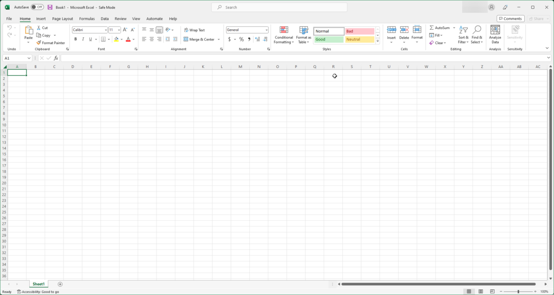 „Excel“ saugus režimas