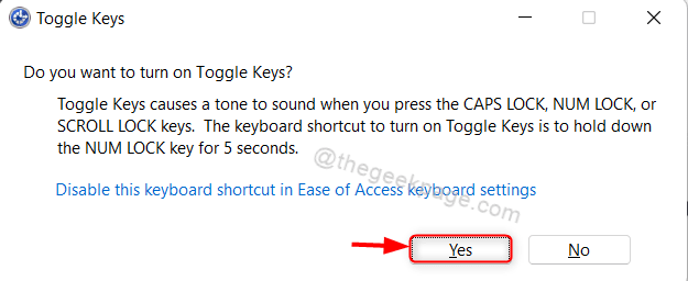 कीबोर्ड शॉर्टकट Win11. से टॉगल कीज़ चालू करें