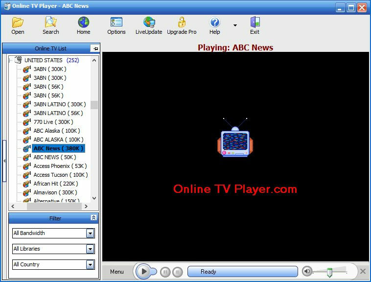 Player de TV online