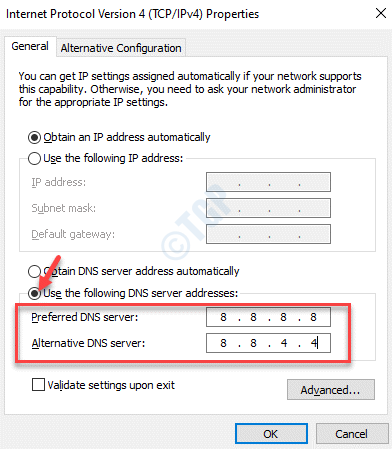 Propriétés du protocole Internet Version 4 Utilisation générale des adresses de serveur DNS suivantes Cochez Ajouter des serveurs DNS