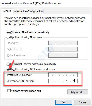 Internetprotokoll Version 4 Egenskaper Allmänt Använd följande DNS-serveradresser Kontrollera Lägg till DNS-servrar