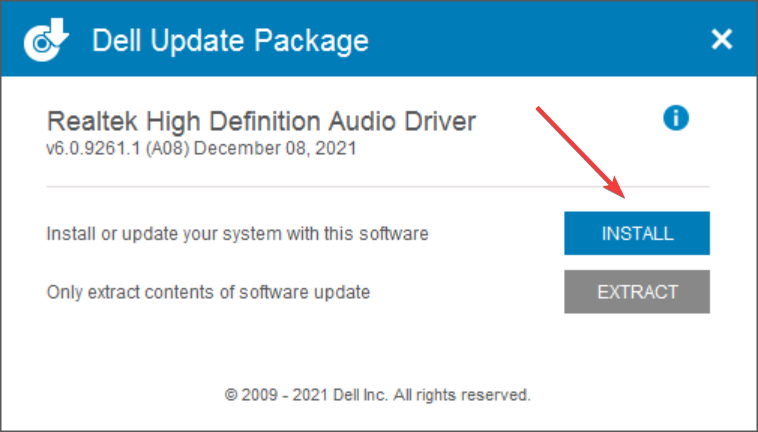 Kliknite Instaliraj za preuzimanje realtek audio drajvera za Windows 11