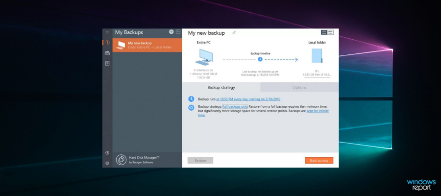 Interfaccia ใน Paragon Hard Disk Manager