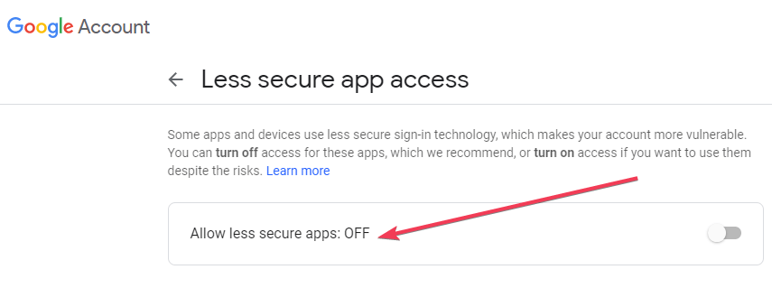 google atļaut mazāk drošas lietotnes