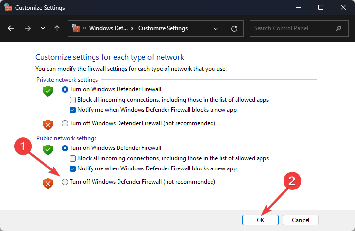 Activar el cortafuegos de Windows Defender