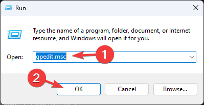 GPEDIT MSC RUN – negalima išjungti fono suliejimo sistemoje „Windows 11“.