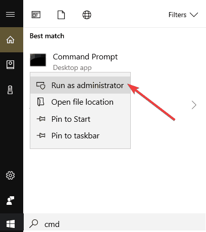 promptul de comandă Windows 10