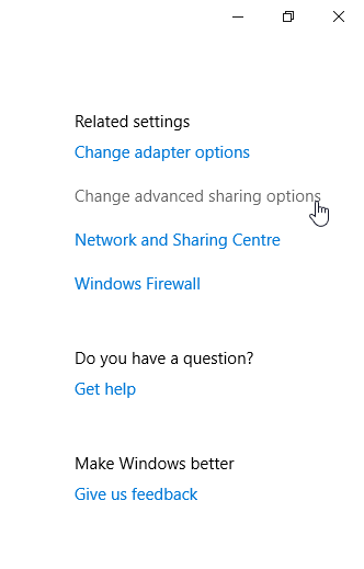 изменить дополнительные параметры общего доступа Windows 10 не может получить доступ к общей папке