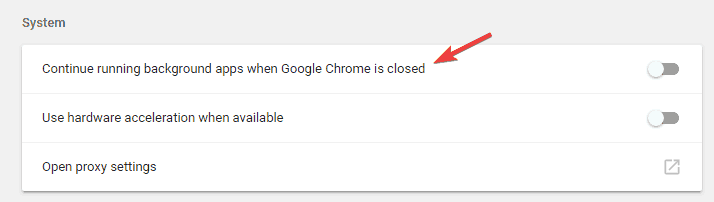Google Chrome вимикає продовження запуску фонових програм, коли Google Chrome закрито