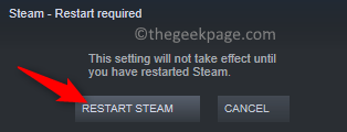 Restart systému Steam Min
