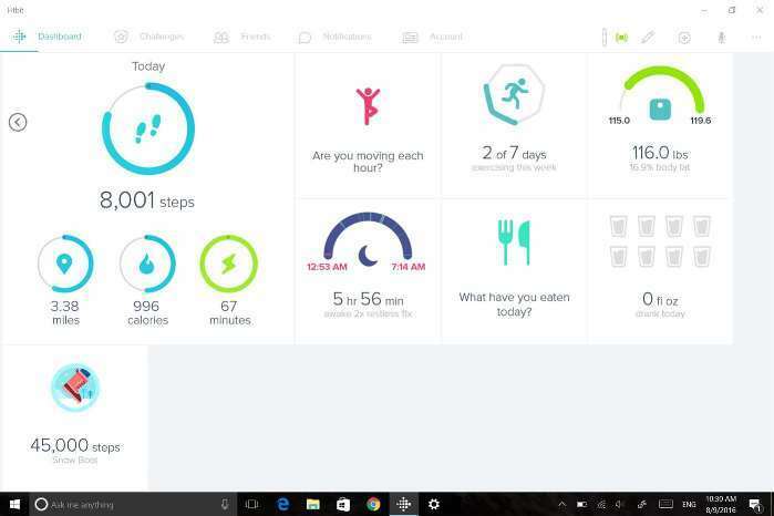 Fitbit עבור Windows 10 תומך כעת בהתראות גשש וב- GPS מחובר עם עדכון היוצרים