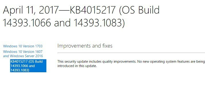 Windows 10 KB4015217 იწვევს შეცდომების აღმოფხვრას, ჩამოტვირთეთ ახლავე