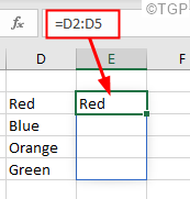 Error de derrame de Excel antes de la matriz dinámica