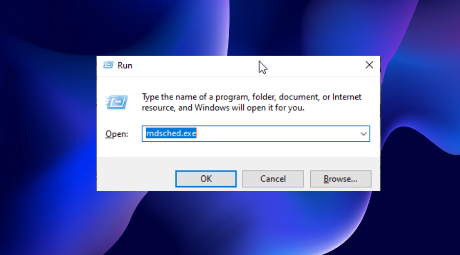 стартирайте mdsched Windows 11 точката на прекъсване е достигната