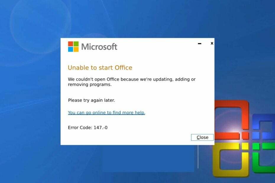 „Microsoft Office“ klaidos kodas 147-0